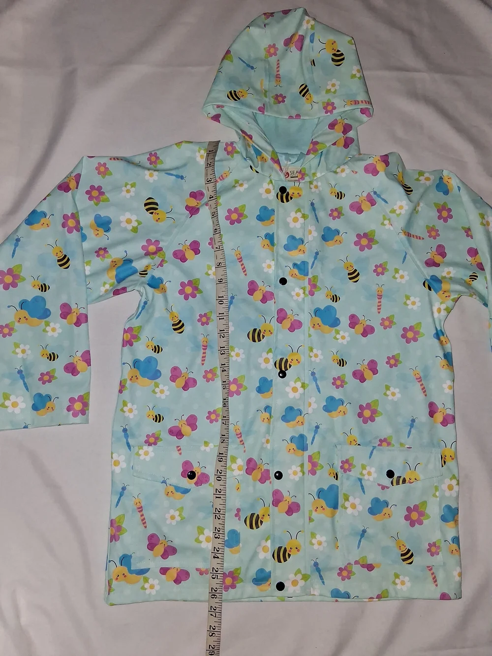 MUCKY WEAR Blue Teal Raincoat Hooded Waterproof Rain Jacket - Size 12 Kids